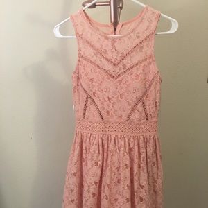 Pink lace short dress